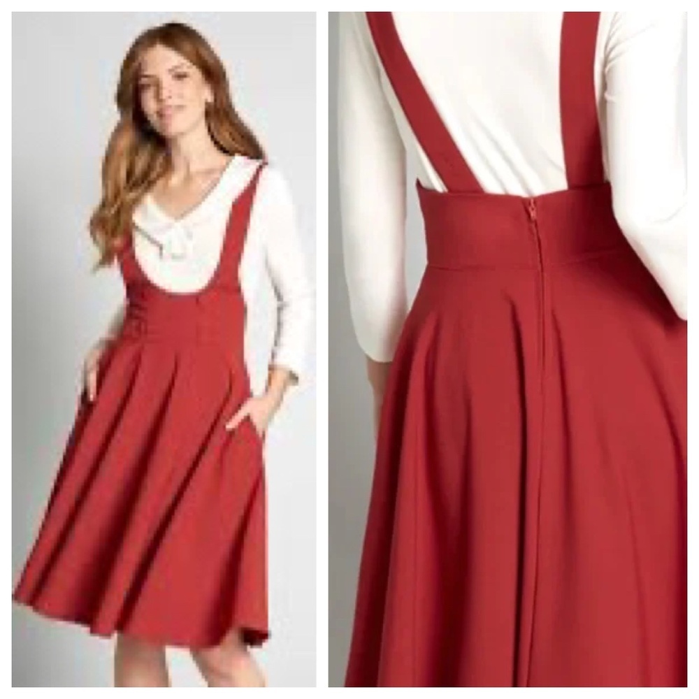 Voodoo Vixen NWOT Women's Red M “A Pretty Pinny” Jumper Rockabilly Americana
